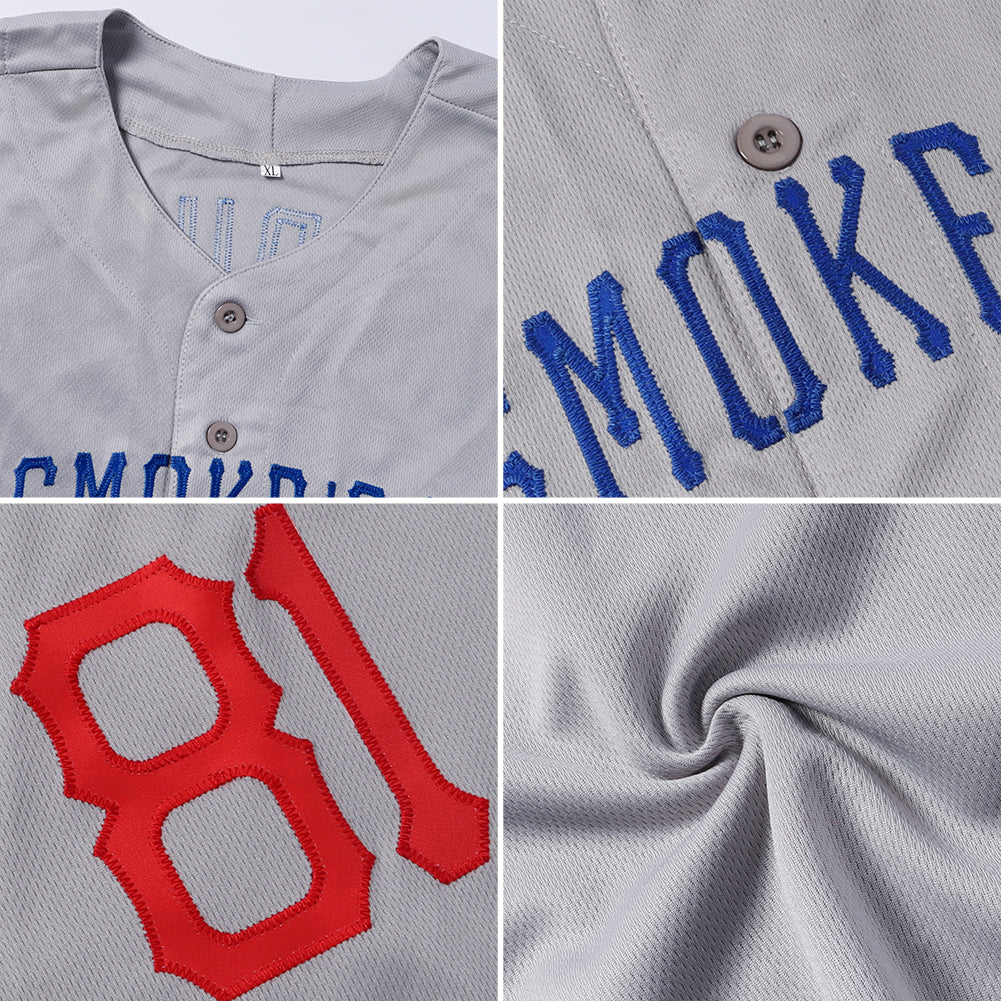 Custom Gray Black-White Authentic Baseball Jersey - Sky-Custom