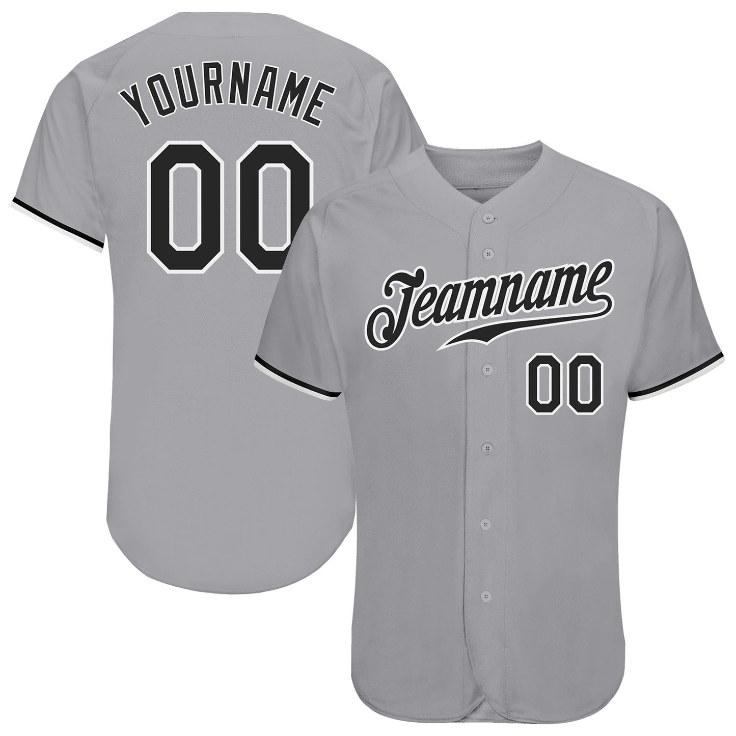 Custom Gray Black-White Authentic Baseball Jersey - Sky-Custom