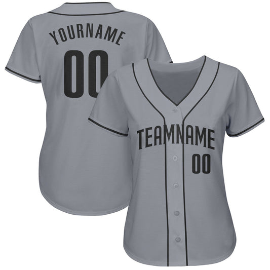 Custom Gray Black Authentic Baseball Jersey - Sky-Custom