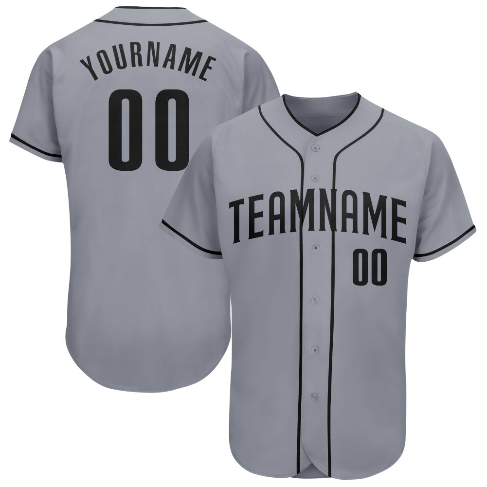 Custom Gray Black Authentic Baseball Jersey - Sky-Custom