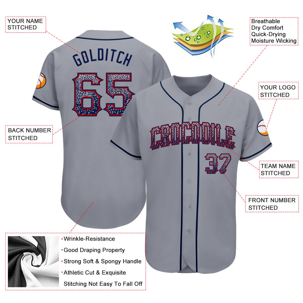 Custom Gray Navy-Red Authentic Drift Fashion Baseball Jersey - Sky-Custom
