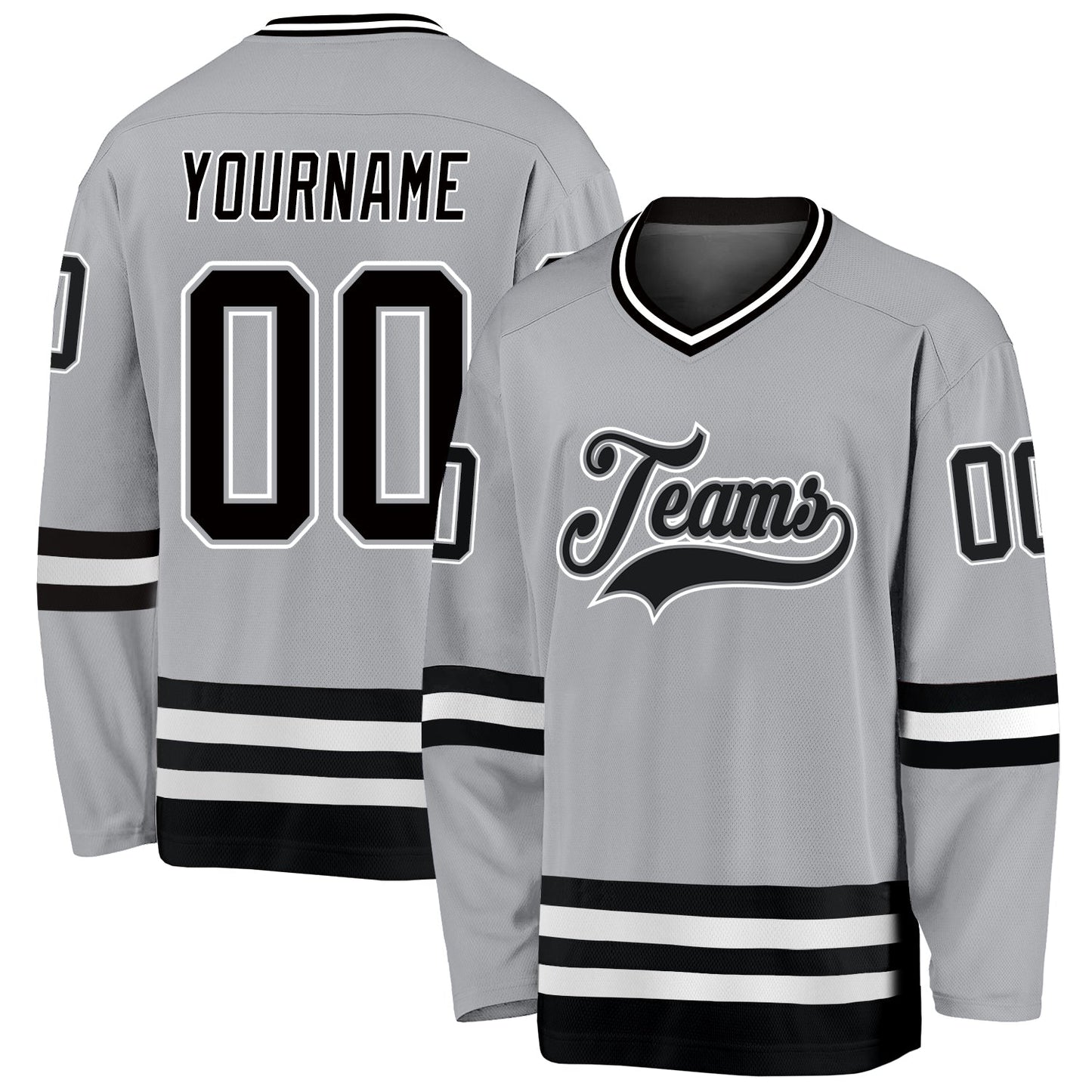 Custom Gray Black-White Hockey Jersey - Sky-Custom