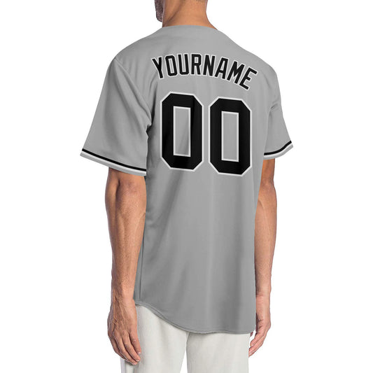 Custom Gray Black-White Authentic Baseball Jersey - Sky-Custom