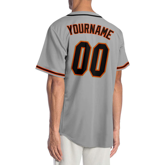 Custom Gray Black-Orange Authentic Baseball Jersey - Sky-Custom