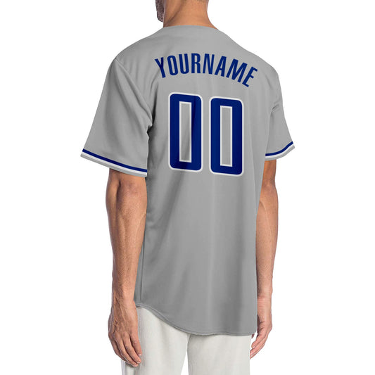 Custom Gray Royal-White Authentic Baseball Jersey - Sky-Custom
