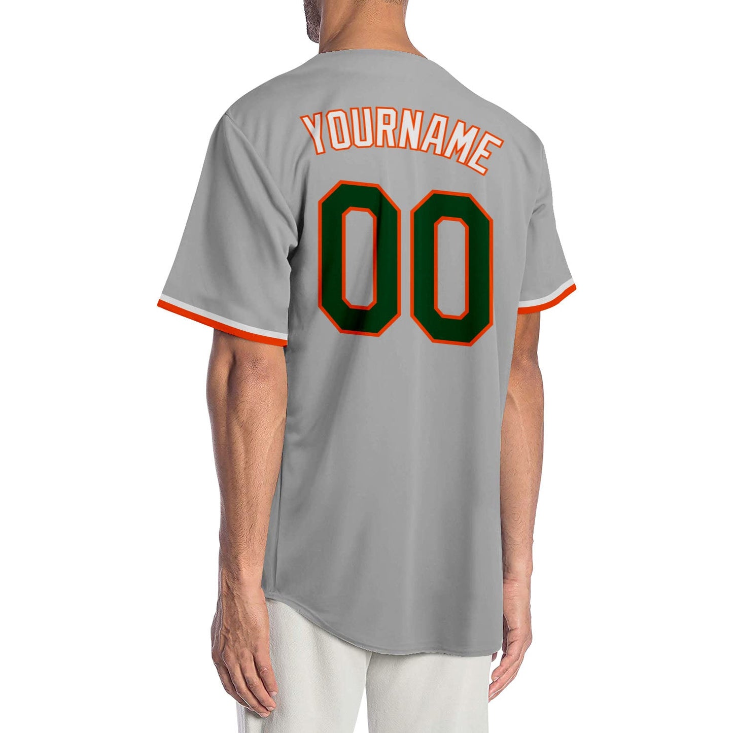 Custom Gray Green-Orange Authentic Baseball Jersey - Sky-Custom