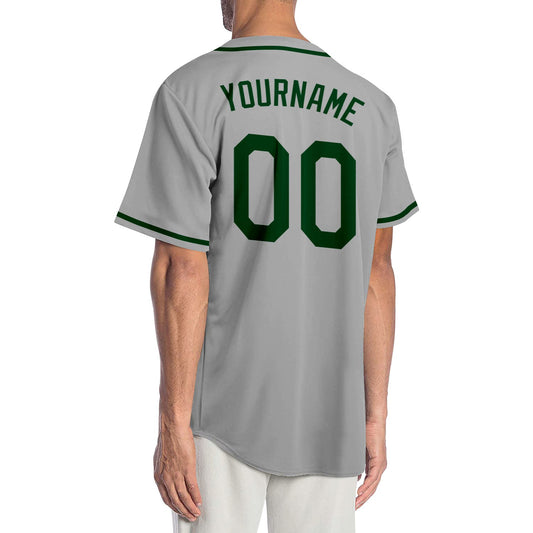 Custom Gray Green-Black Authentic Baseball Jersey - Sky-Custom