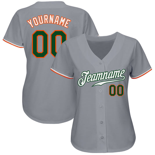 Custom Gray Green-Orange Authentic Baseball Jersey - Sky-Custom