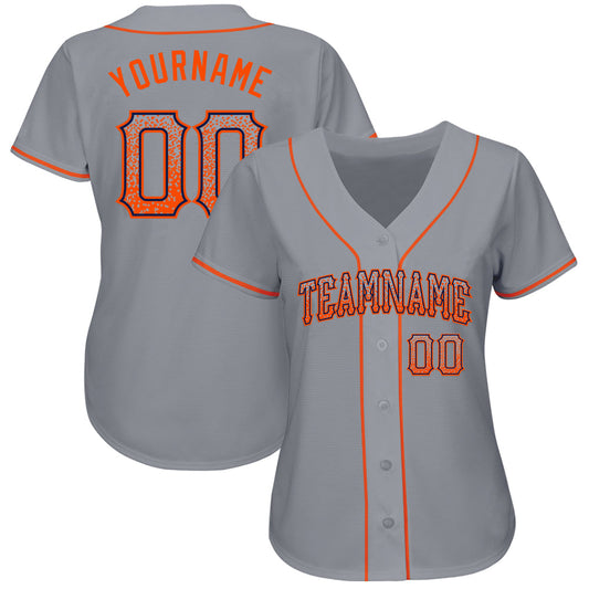 Custom Gray Orange-Navy Authentic Drift Fashion Baseball Jersey - Sky-Custom