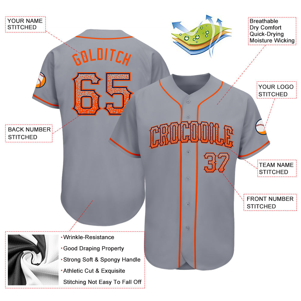 Custom Gray Orange-Navy Authentic Drift Fashion Baseball Jersey - Sky-Custom