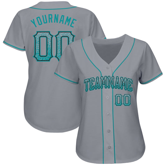 Custom Gray Teal-Black Authentic Drift Fashion Baseball Jersey - Sky-Custom