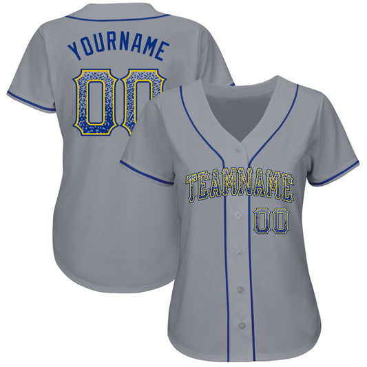 Custom Gray Royal-Gold Authentic Drift Fashion Baseball Jersey - Sky-Custom