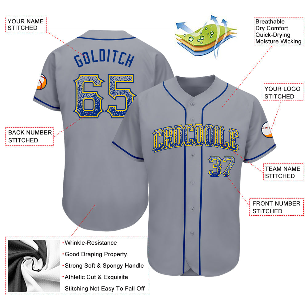 Custom Gray Royal-Gold Authentic Drift Fashion Baseball Jersey - Sky-Custom
