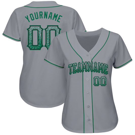Custom Gray Kelly Green-Black Authentic Drift Fashion Baseball Jersey - Sky-Custom