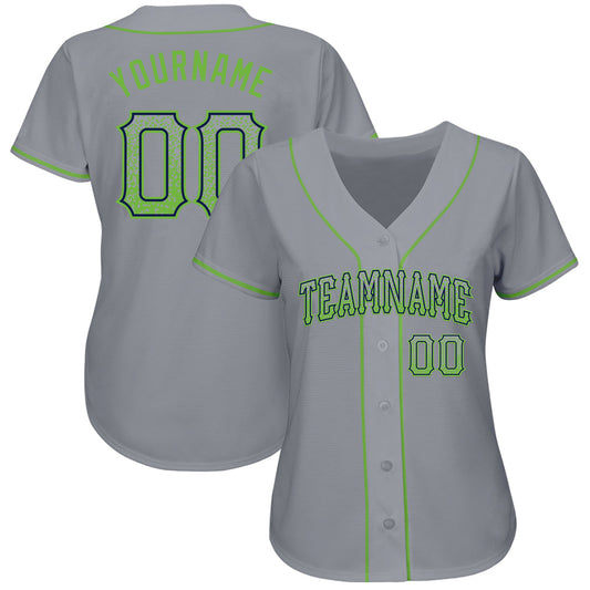 Custom Gray Neon Green-Navy Authentic Drift Fashion Baseball Jersey - Sky-Custom