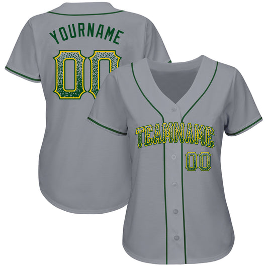 Custom Gray Green-Gold Authentic Drift Fashion Baseball Jersey - Sky-Custom