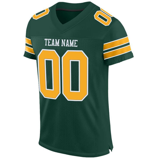 Custom Green Gold-White Mesh Authentic Football Jersey - Sky-Custom