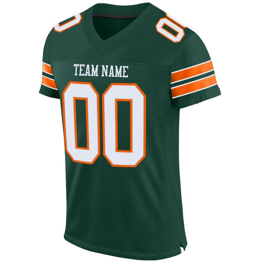 Custom Green White-Orange Mesh Authentic Football Jersey - Sky-Custom