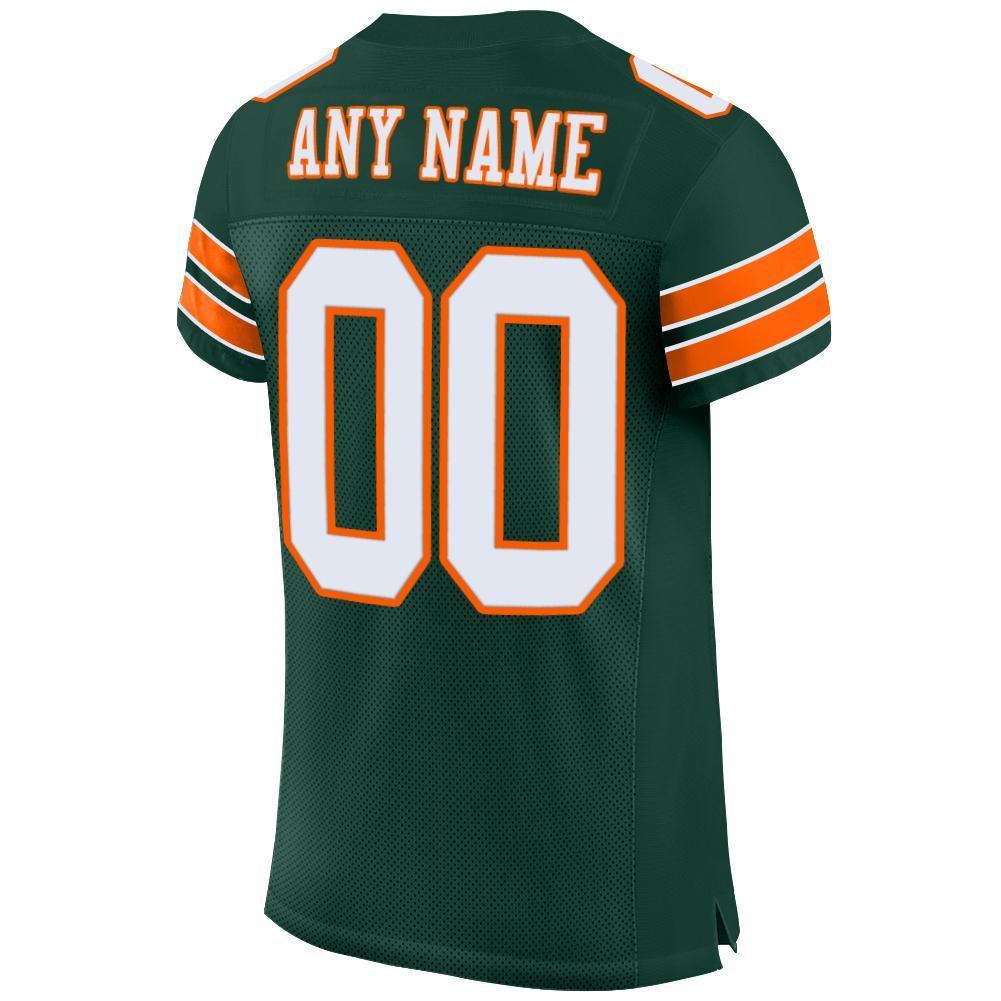 Custom Green White-Orange Mesh Authentic Football Jersey - Sky-Custom