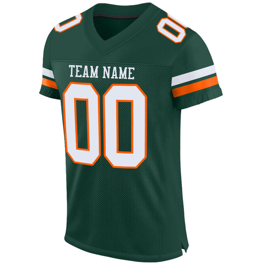 Custom Green White-Orange Mesh Authentic Football Jersey - Sky-Custom