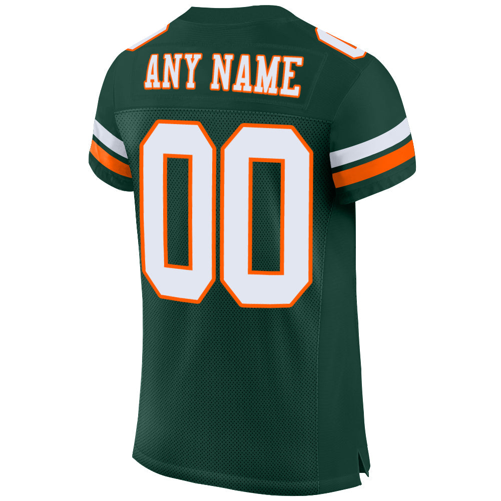 Custom Green White-Orange Mesh Authentic Football Jersey - Sky-Custom
