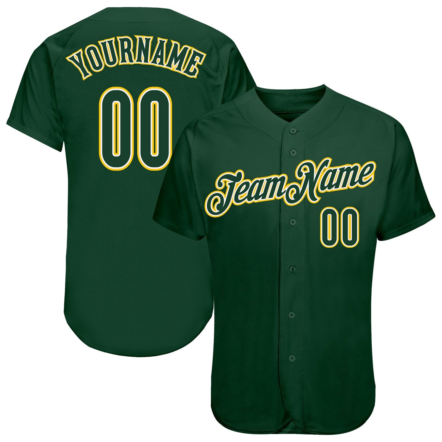 Custom Green Green-Gold Authentic Baseball Jersey - Sky-Custom
