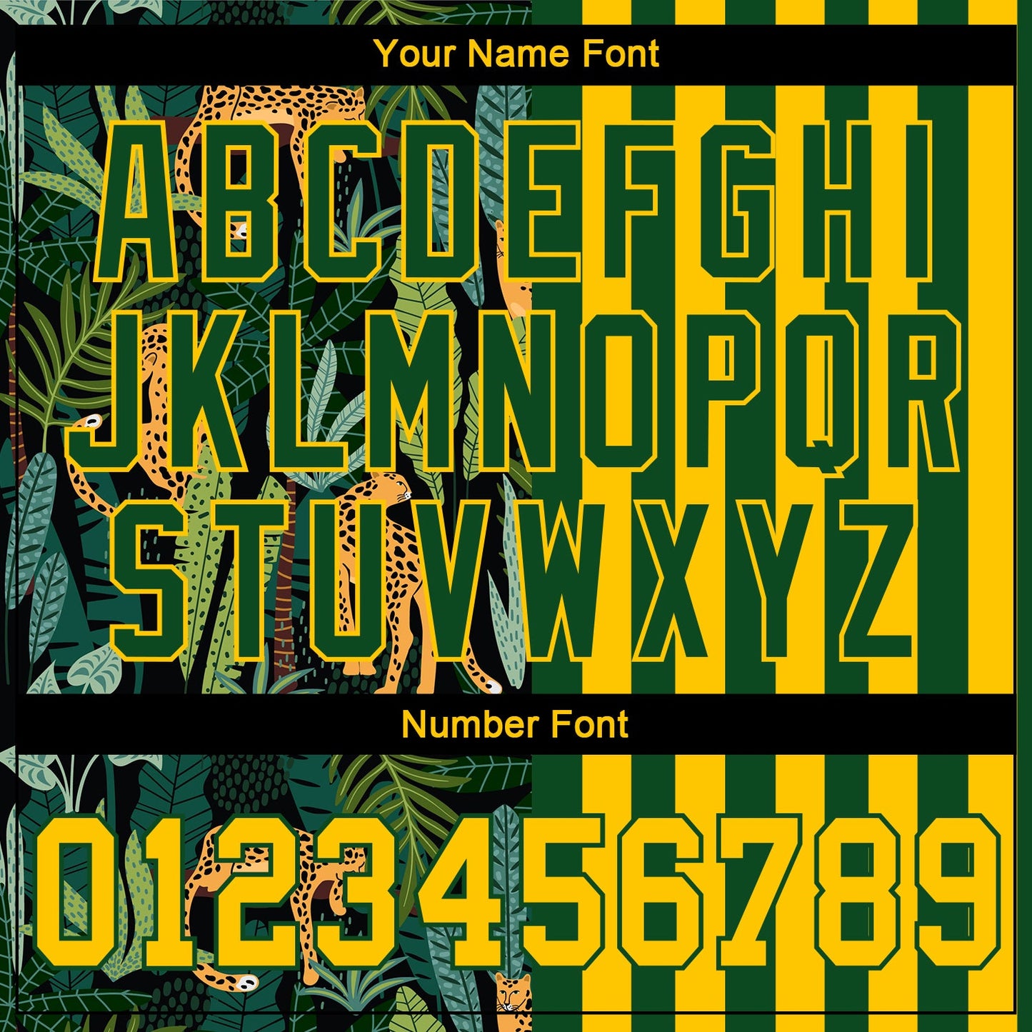 Custom Green Gold-Black 3D Pattern Design Leopards And Tropical Palm Leaves Authentic Baseball Jersey - Sky-Custom