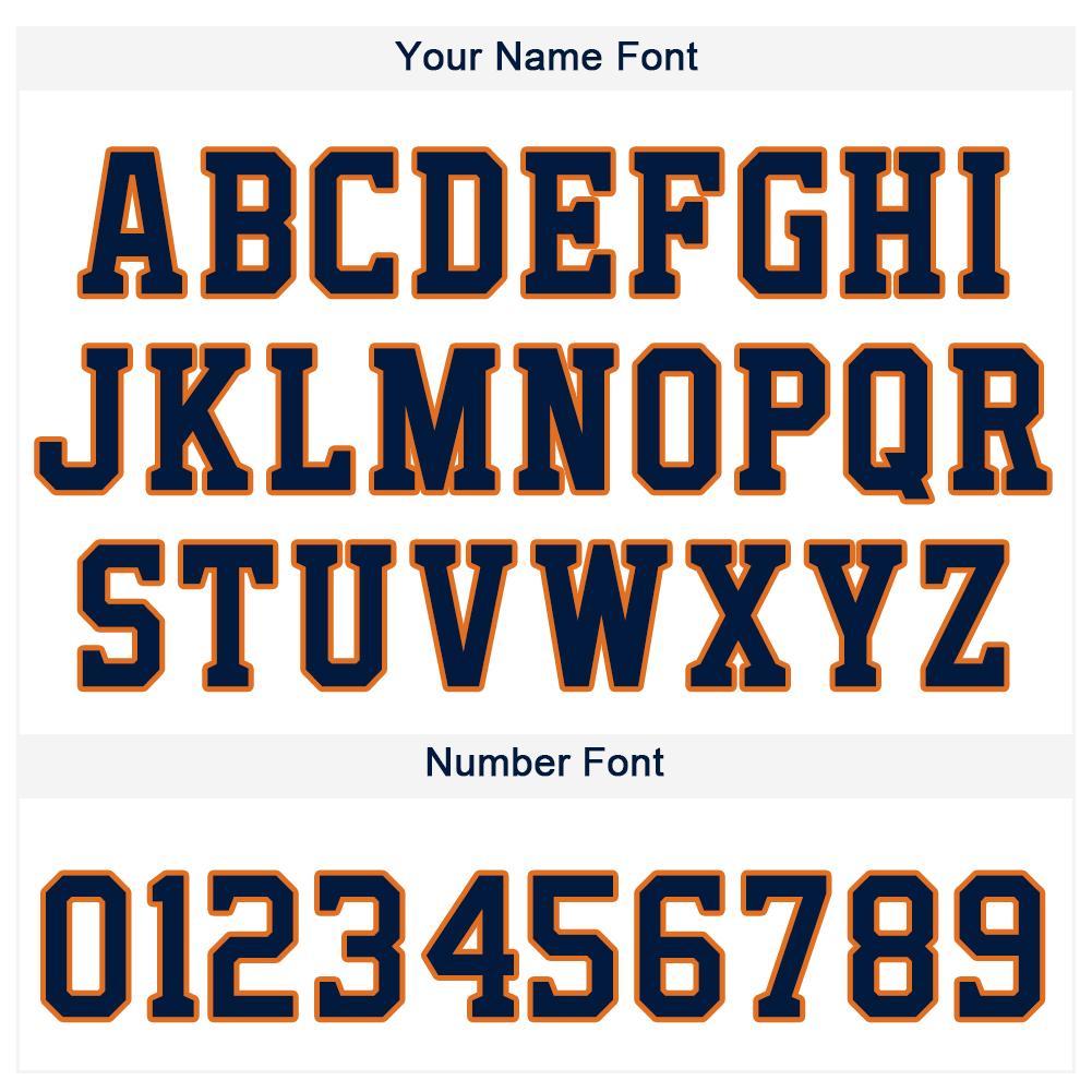Custom White Navy-Orange Baseball Jersey - Sky-Custom