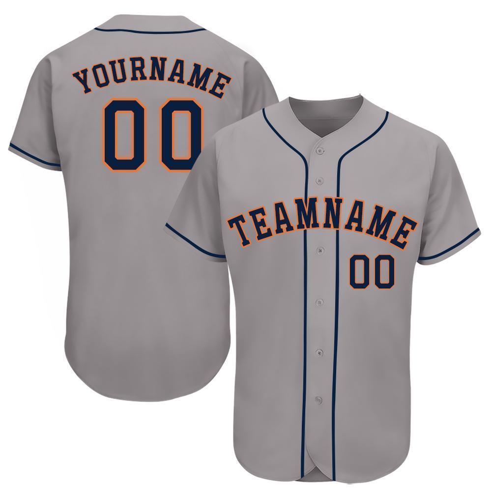 Custom Gray Navy-Orange Baseball Jersey - Sky-Custom