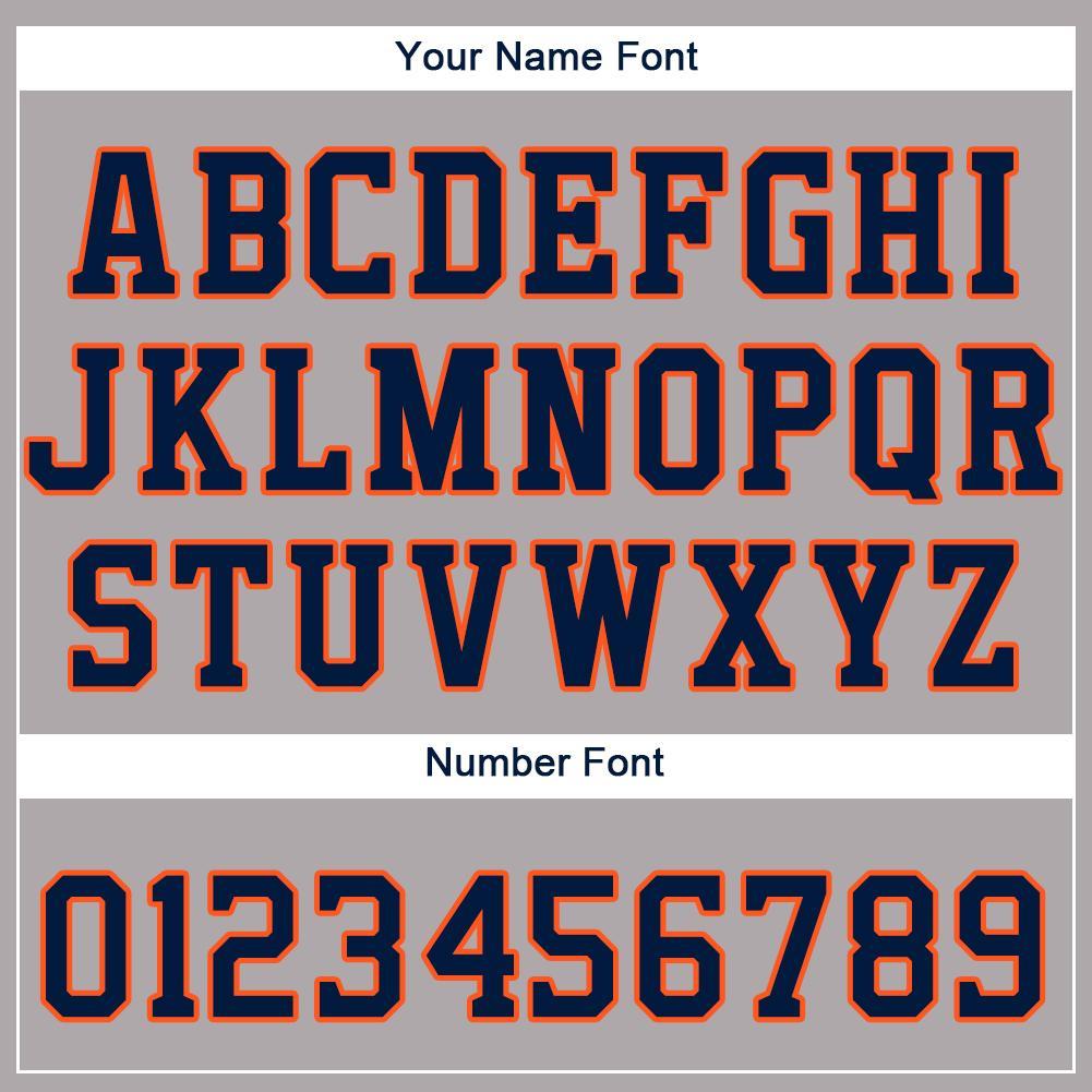 Custom Gray Navy-Orange Baseball Jersey - Sky-Custom