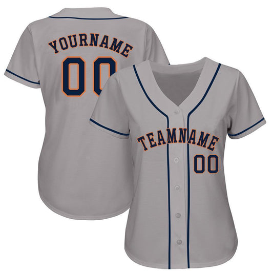 Custom Gray Navy-Orange Baseball Jersey - Sky-Custom