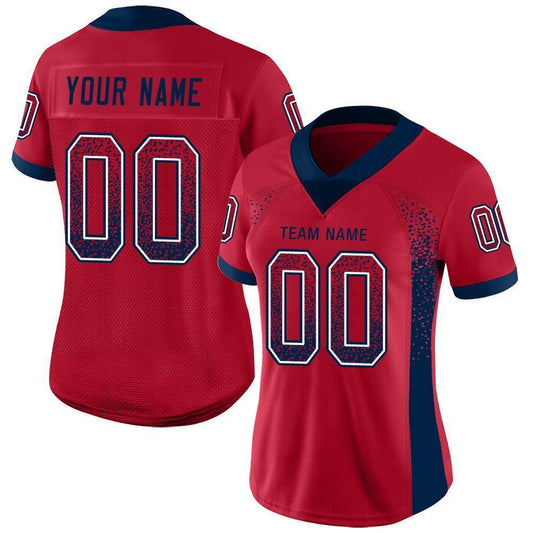 Custom Red Navy-White Mesh Drift Fashion Football Jersey - Sky-Custom