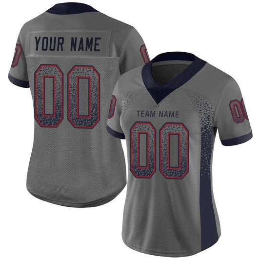 Custom Gray Navy-Red Mesh Drift Fashion Football Jersey - Sky-Custom