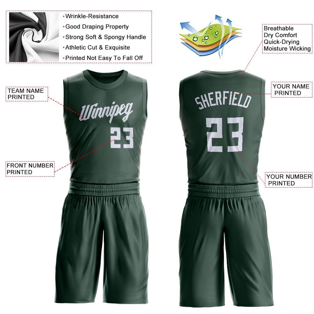 Custom Hunter Green White Round Neck Suit Basketball Jersey - Sky-Custom