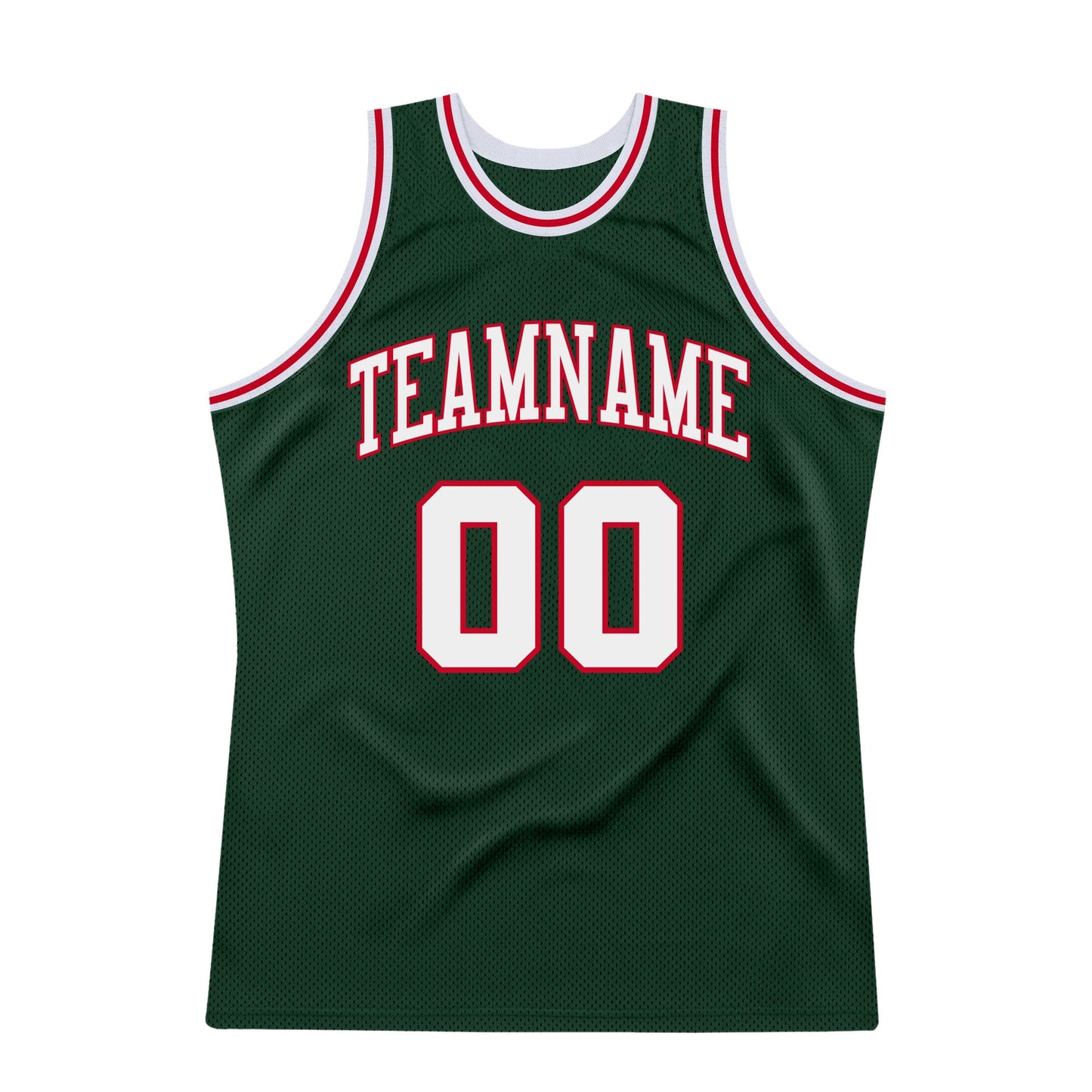Custom Hunter Green White-Red Authentic Throwback Basketball Jersey - Sky-Custom