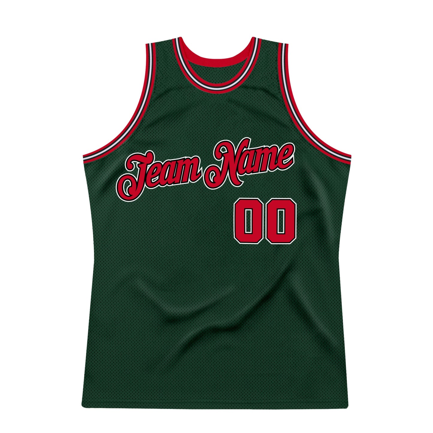 Custom Hunter Green Red-Black Authentic Throwback Basketball Jersey - Sky-Custom