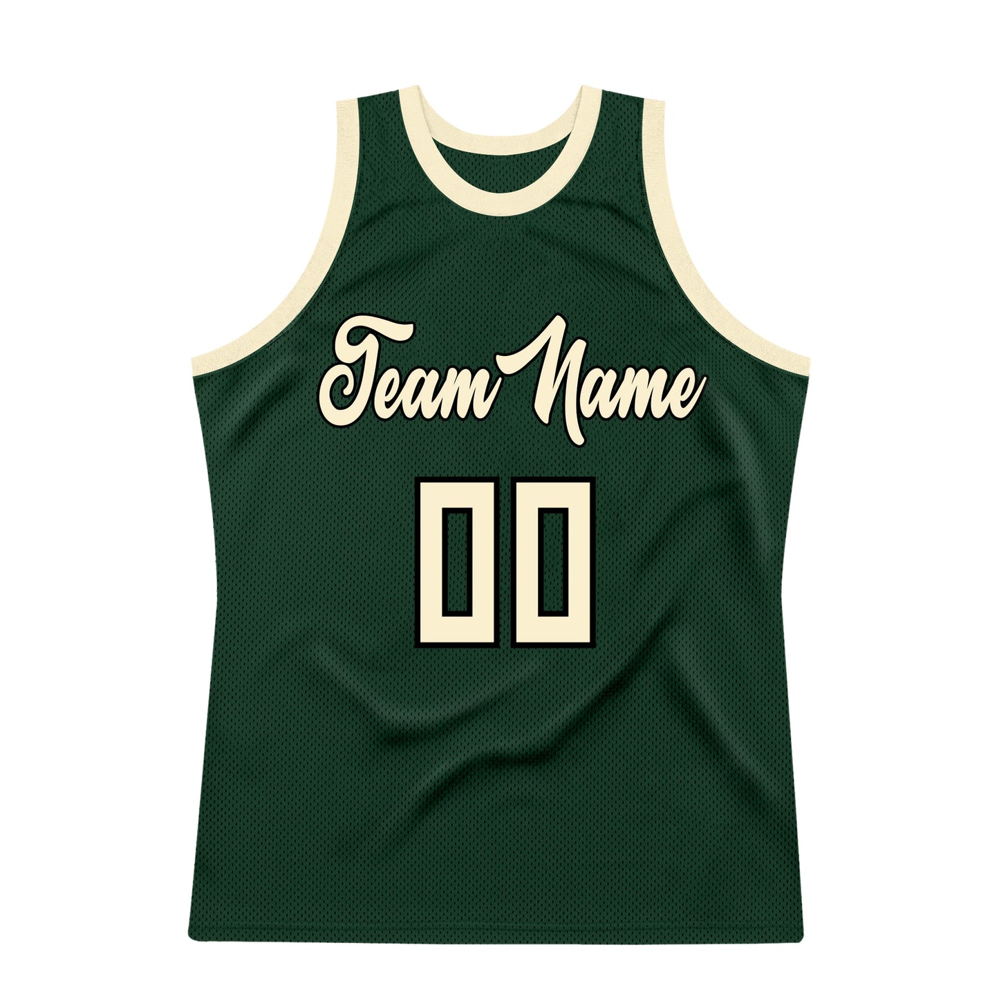 Custom Hunter Green Cream-Black Authentic Throwback Basketball Jersey - Sky-Custom