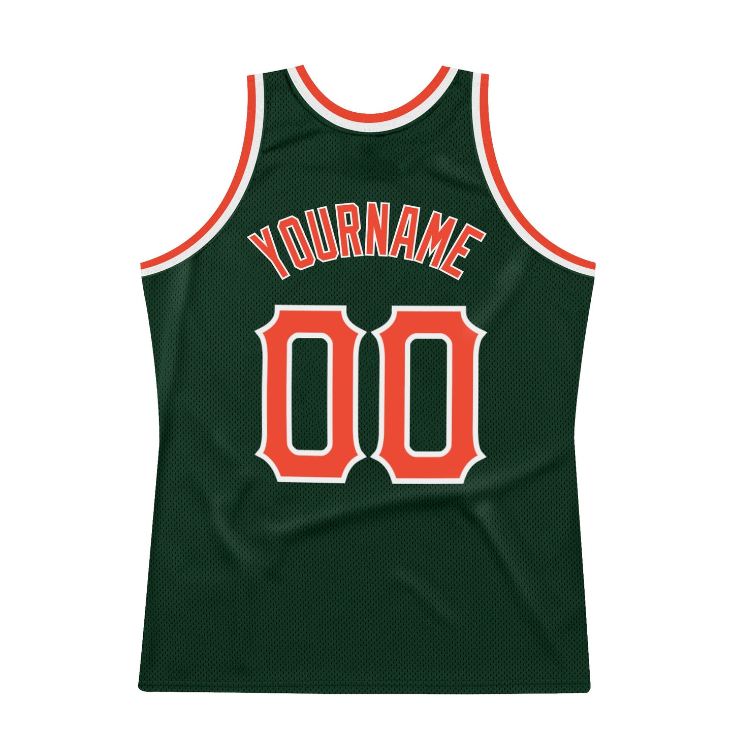 Custom Hunter Green Orange-White Authentic Throwback Basketball Jersey - Sky-Custom