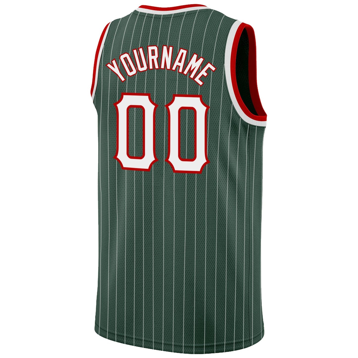 Custom Hunter Green White Pinstripe White-Red Authentic Basketball Jersey - Sky-Custom