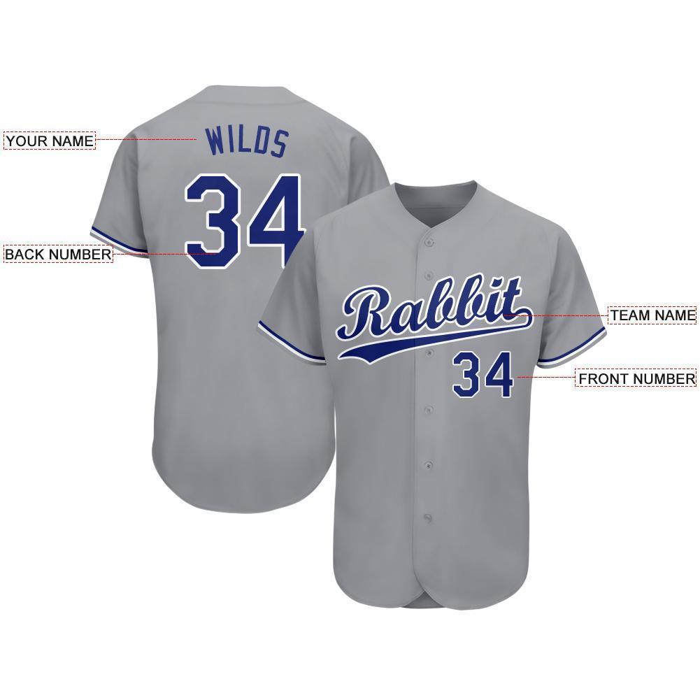 Custom Gray Royal-White Baseball Jersey - Sky-Custom