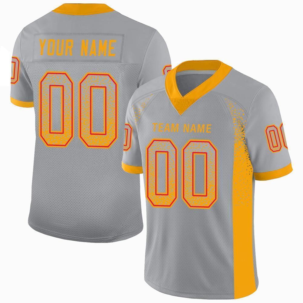 Custom Light Gray Gold-Scarlet Mesh Drift Fashion Football Jersey - Sky-Custom