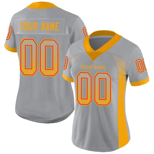 Custom Light Gray Gold-Scarlet Mesh Drift Fashion Football Jersey - Sky-Custom