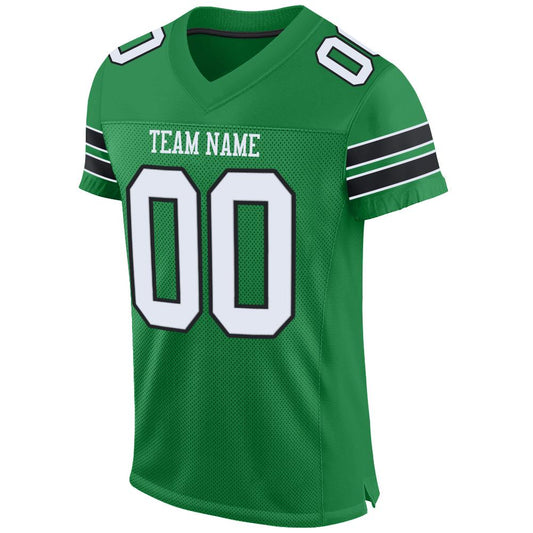 Custom Grass Green White-Black Mesh Authentic Football Jersey - Sky-Custom