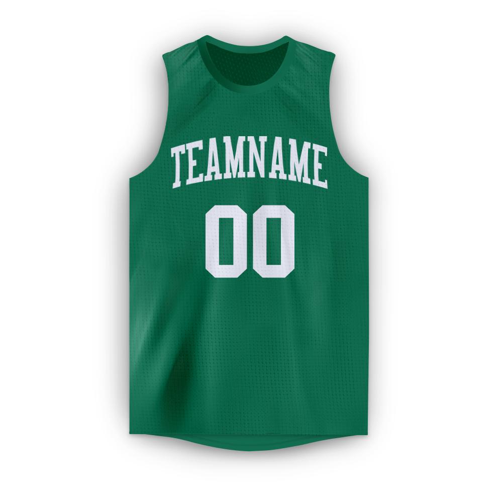 Custom Kelly Green White Round Neck Basketball Jersey - Sky-Custom