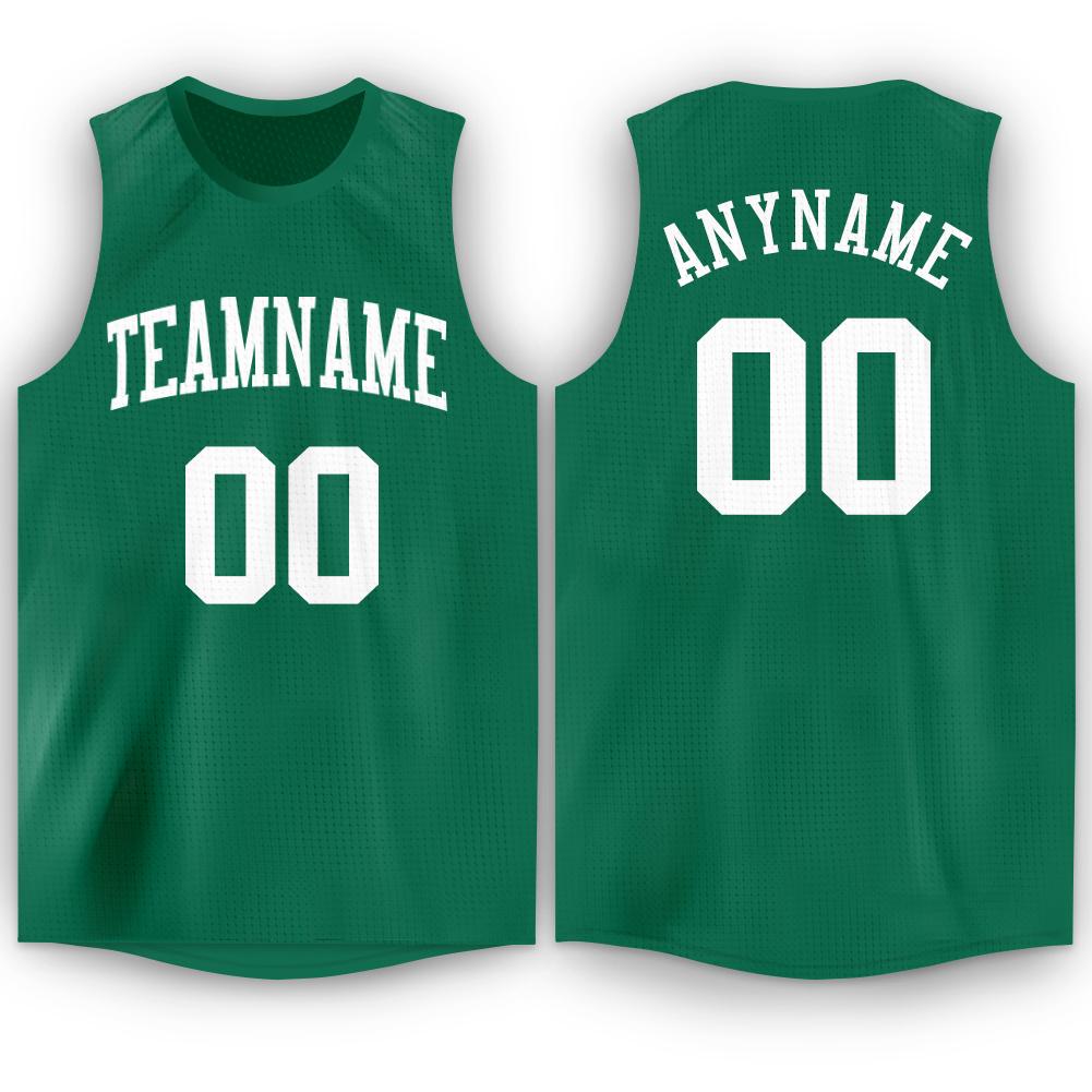 Custom Kelly Green White Round Neck Basketball Jersey - Sky-Custom