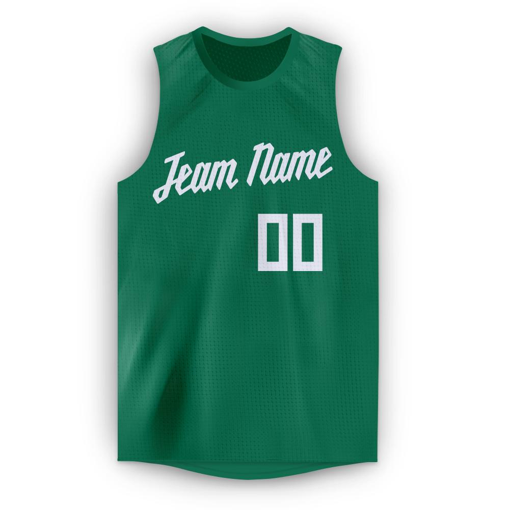Custom Kelly Green White Round Neck Basketball Jersey - Sky-Custom