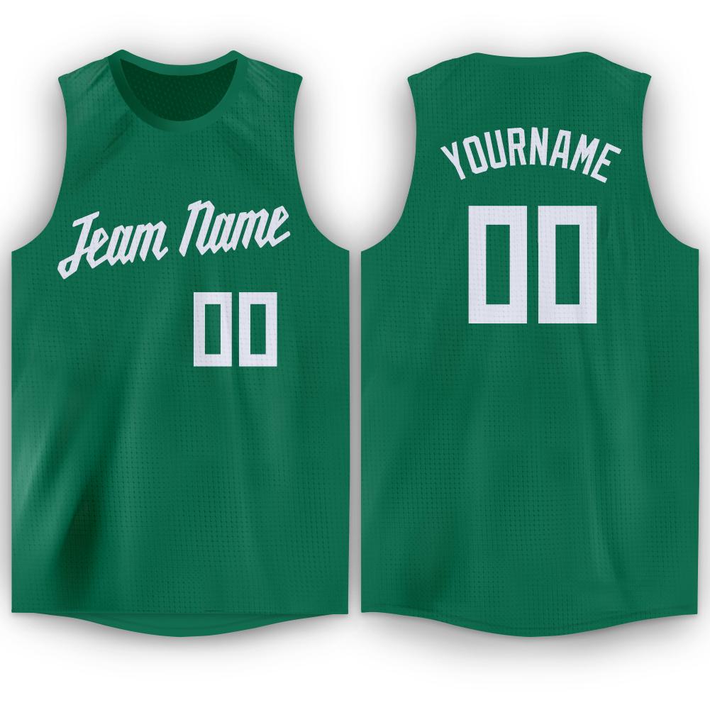 Custom Kelly Green White Round Neck Basketball Jersey - Sky-Custom