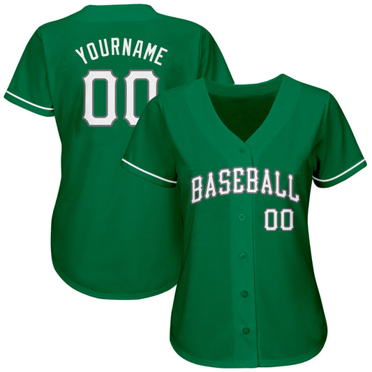 Custom Kelly Green White-Gray Authentic St. Patrick's Day Baseball Jersey - Sky-Custom