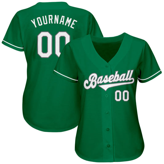Custom Kelly Green White-Gray Authentic St. Patrick's Day Baseball Jersey - Sky-Custom