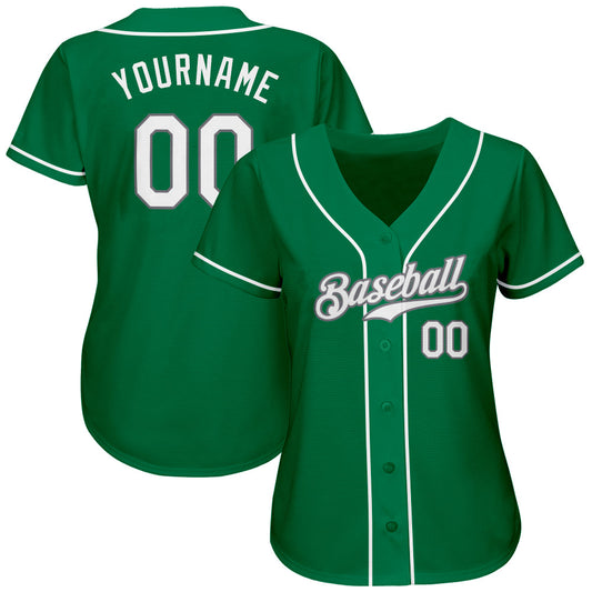 Custom Kelly Green White-Gray Authentic St. Patrick's Day Baseball Jersey - Sky-Custom